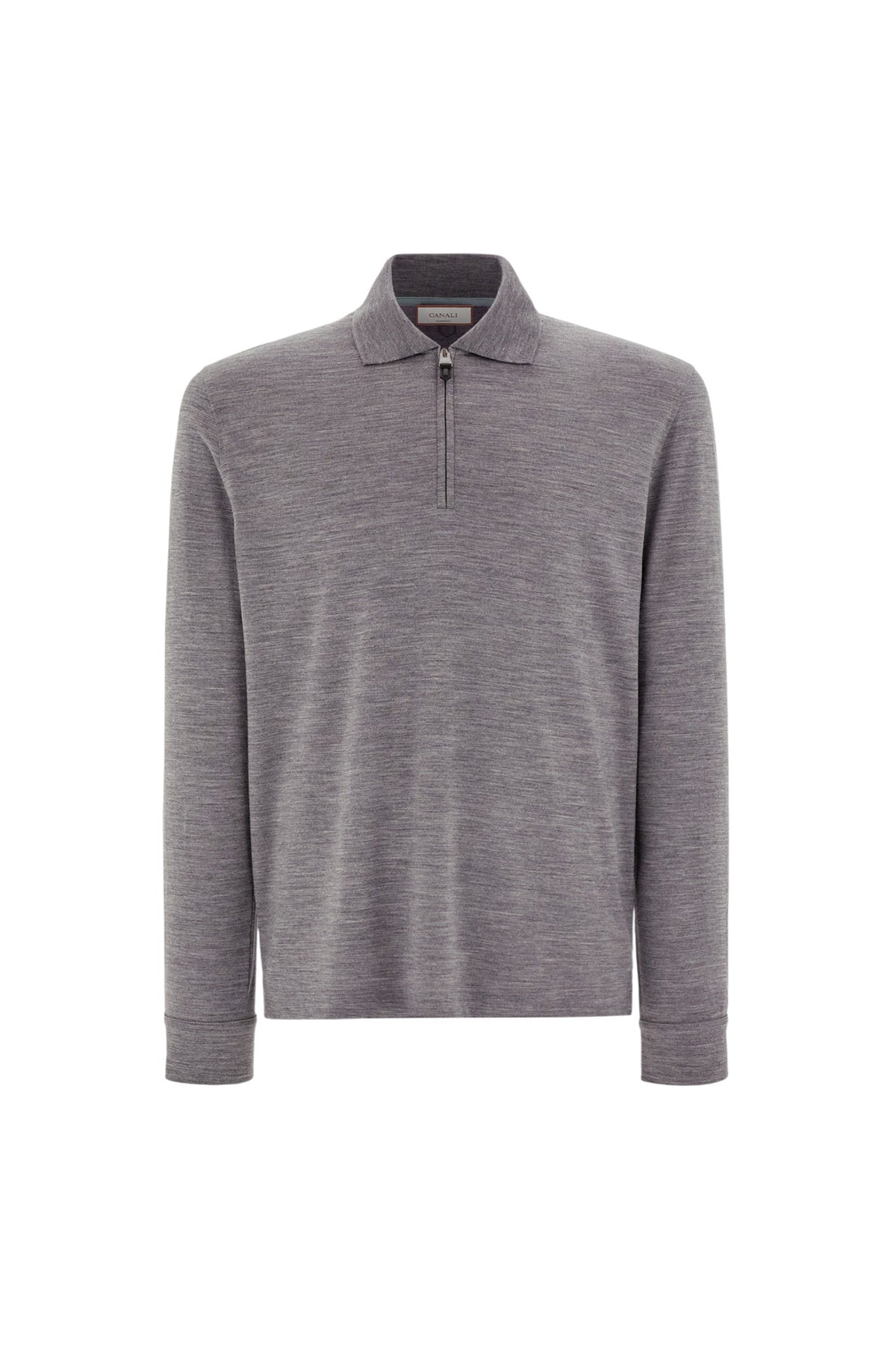 Gray melange polo in pure 120s Impeccabile wool