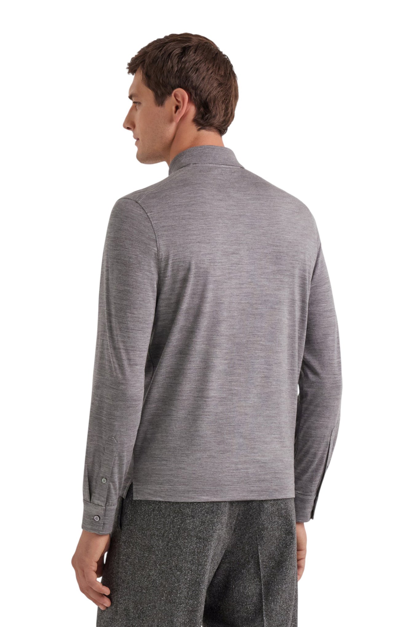Gray melange polo in pure 120s Impeccabile wool