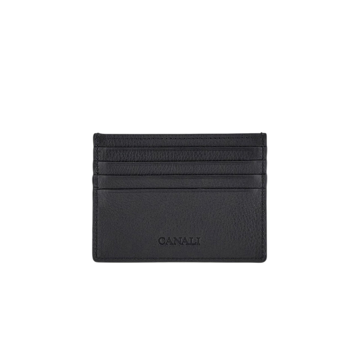 Black hammered calfskin card holder