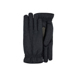Gray wool gloves with cashmere lining and leather details