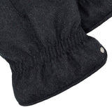 Gray wool gloves with cashmere lining and leather details
