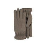 Taupe wool gloves with cashmere lining and leather details