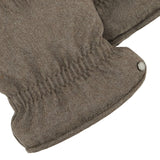 Taupe wool gloves with cashmere lining and leather details