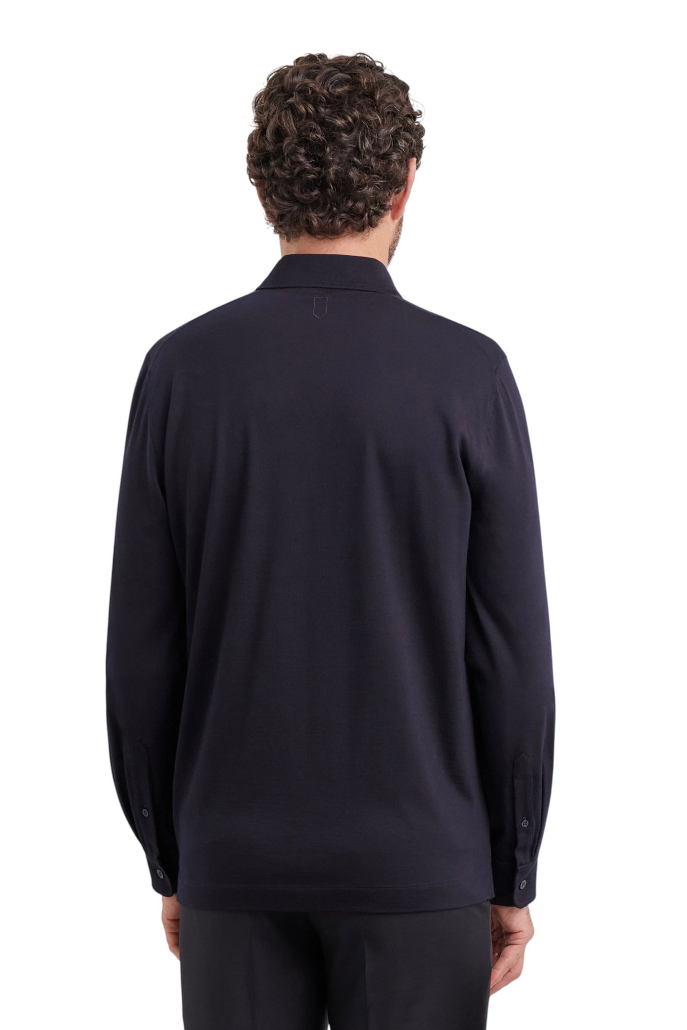 Dark navy pure 120s Impeccabile wool polo shirt
