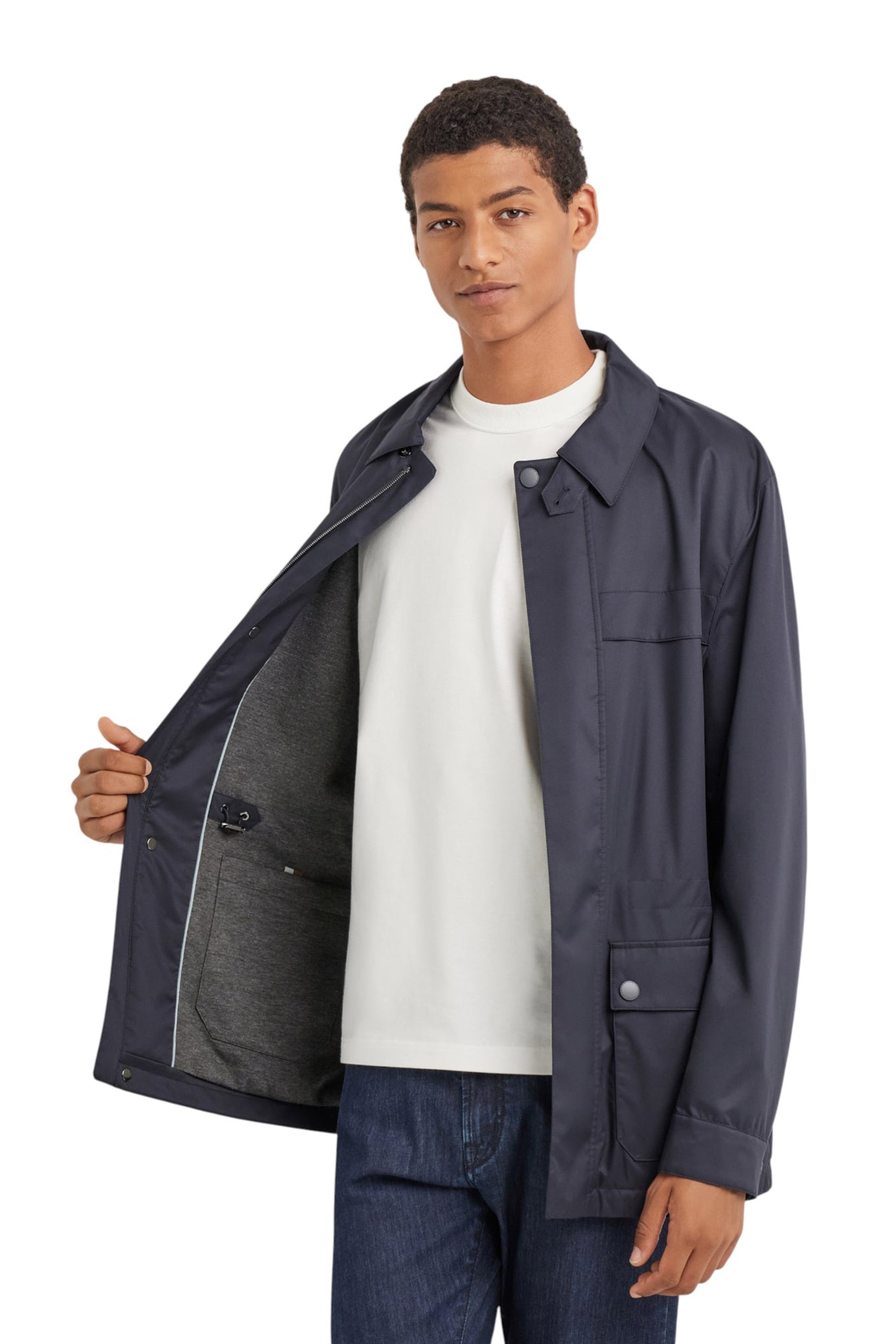 Canali Nuvola Maestrale blue technical fabric field jacket