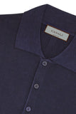 Canali Nuvola dark navy garment-dyed wool and silk polo shirt