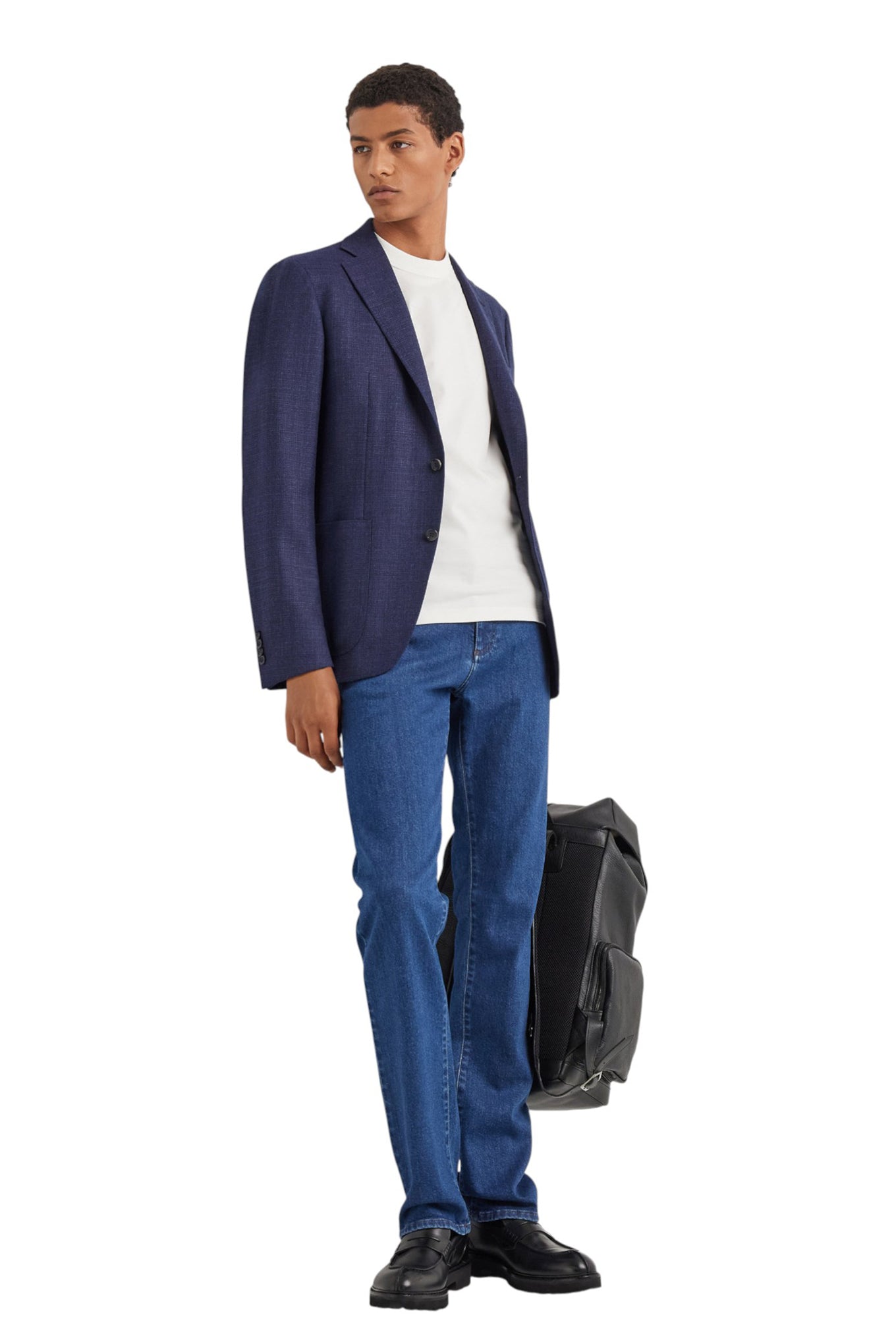 Regular fit medium blue fivepocket denim