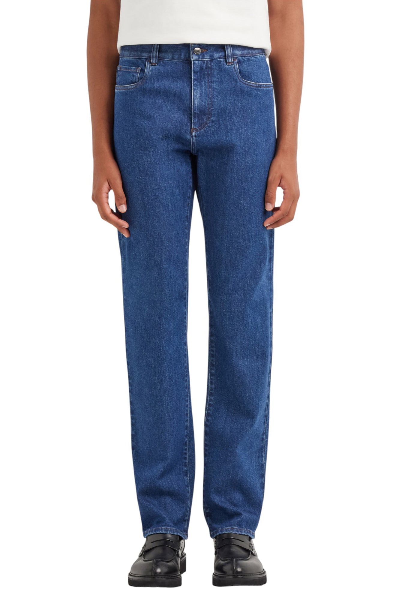 Regular fit medium blue fivepocket denim