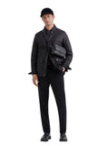 Canali Maestrale black set in sleeve technical fabric field jacket