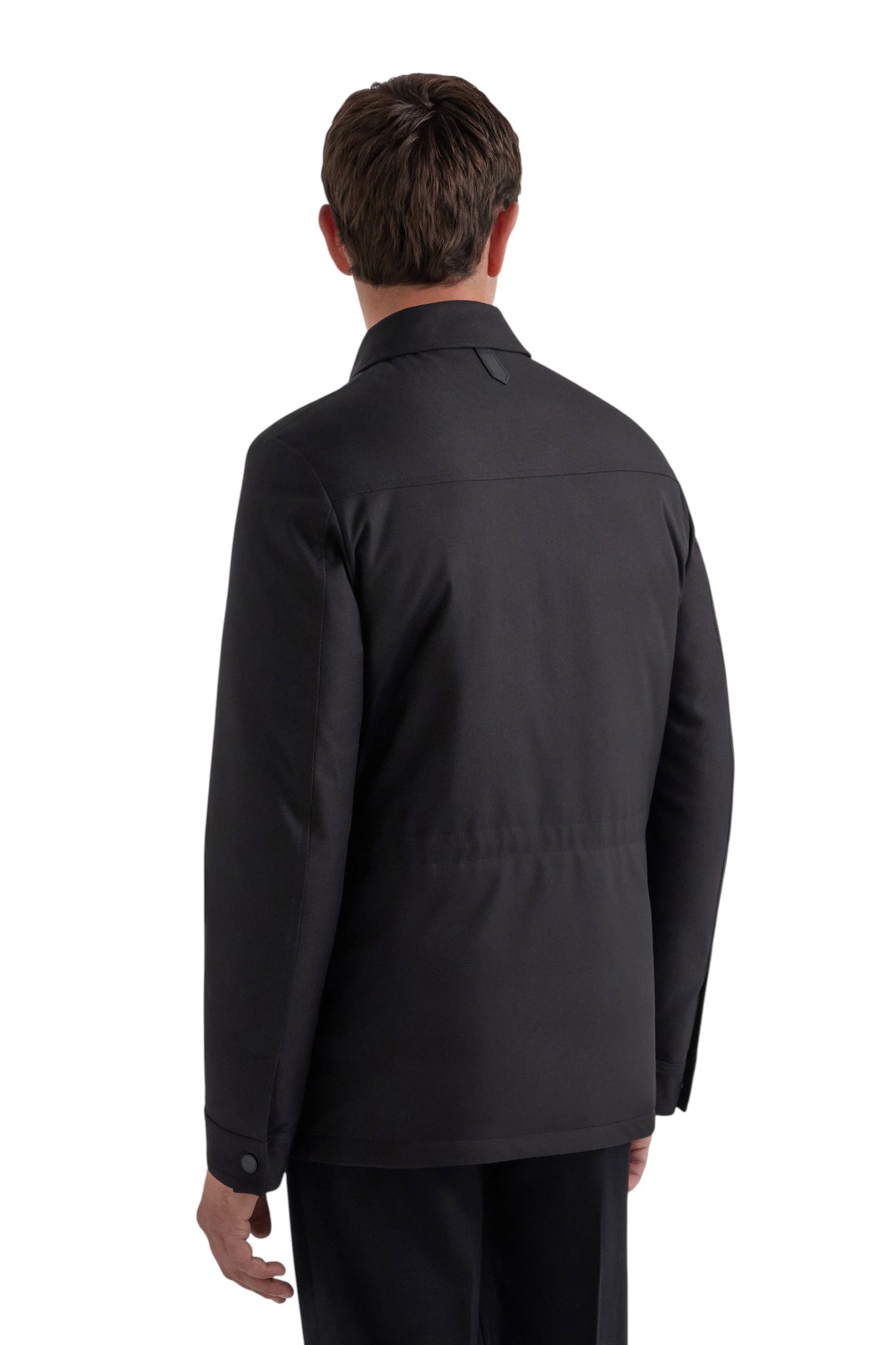 Canali Maestrale black set in sleeve technical fabric field jacket