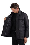 Canali Maestrale black set in sleeve technical fabric field jacket