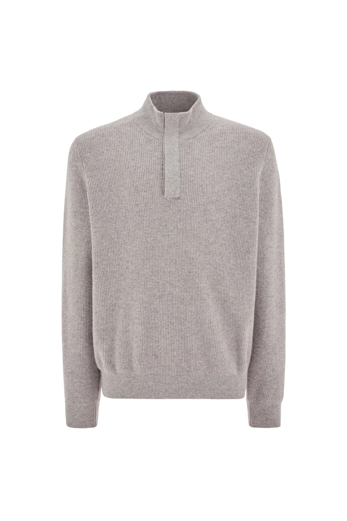 Wool and cashmere zip up rollneck with lambskin leather details