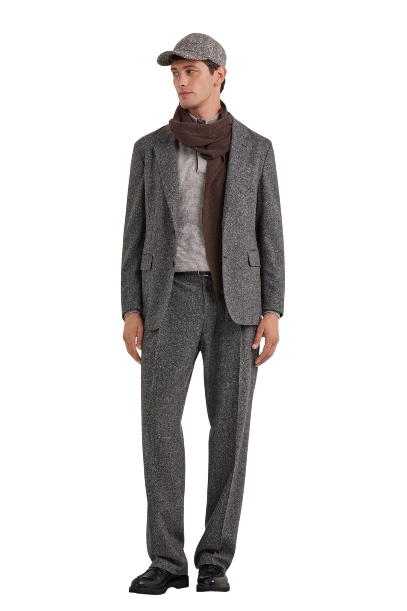 Wool and cashmere zip up rollneck with lambskin leather details