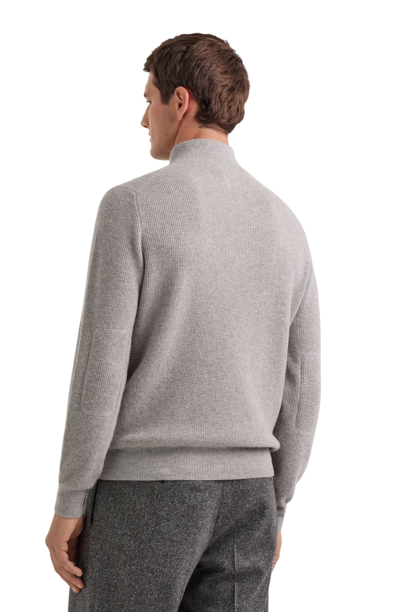 Wool and cashmere zip up rollneck with lambskin leather details