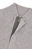 Wool and cashmere zip up rollneck with lambskin leather details