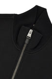 Black extra fine merino wool sweatshirt with piping