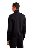 Black extra fine merino wool sweatshirt with piping