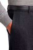 Charcoal gray flannel Impeccabile wool drawstring chinos