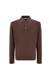Brown cotton and cashmere T shirt with contrasting profiles