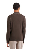 Brown cotton and cashmere T shirt with contrasting profiles