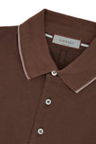 Brown cotton and cashmere T shirt with contrasting profiles