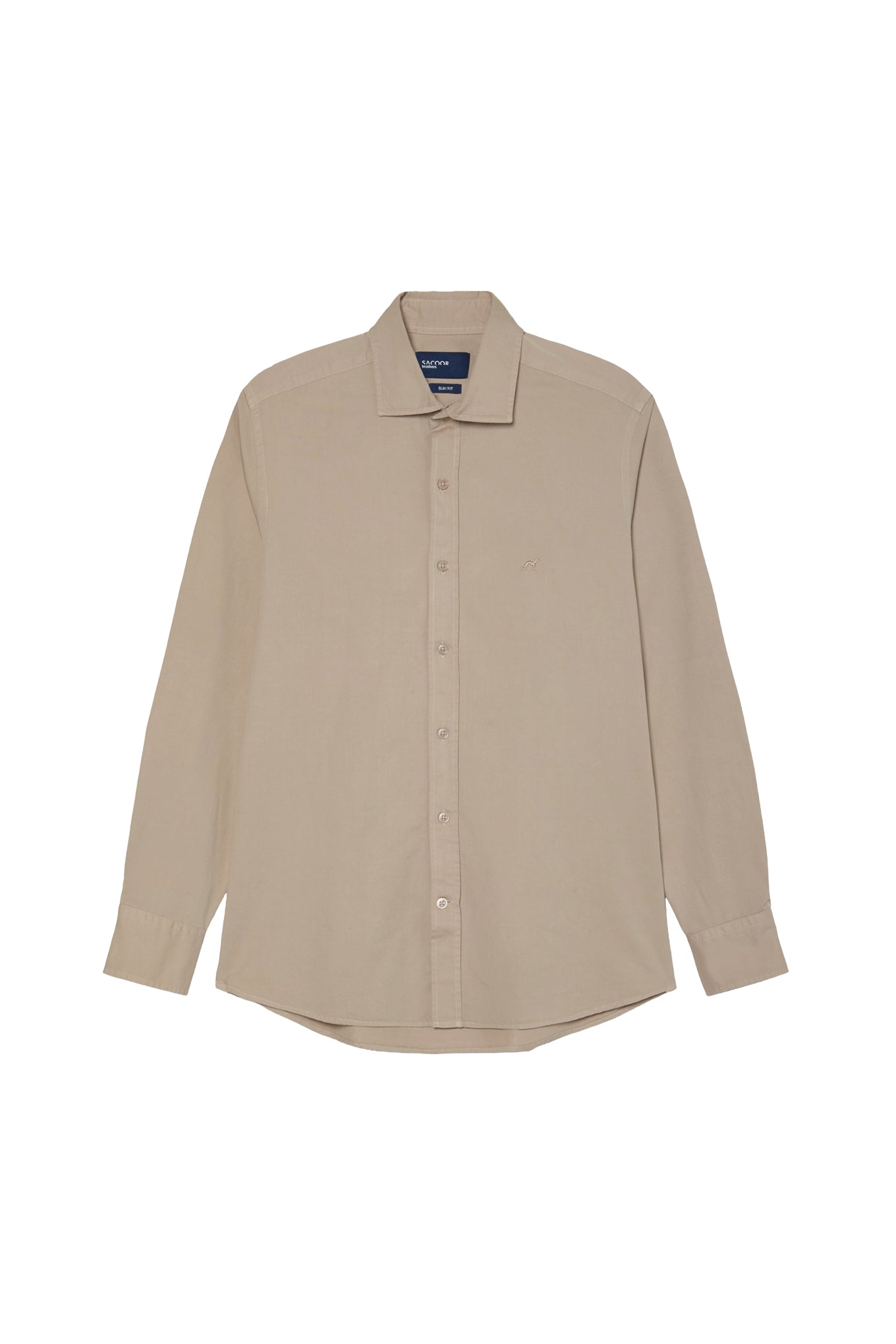 Slim Fit Soft Cotton Twill Shirt With Garment-Dyed Finish