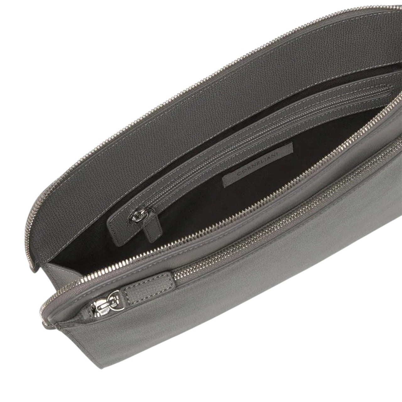 Gray leather briefcase