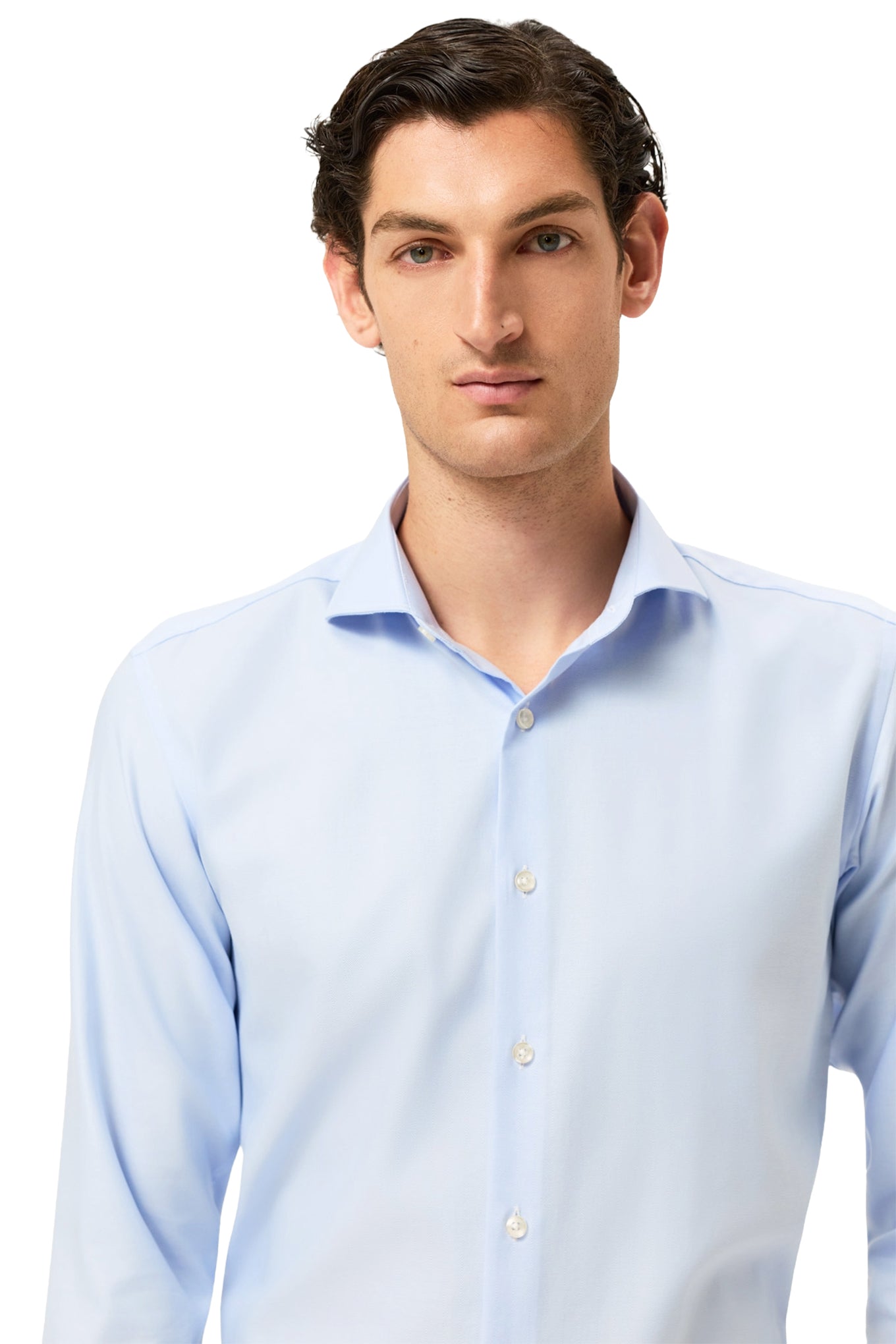 Slim Fit Herringbone Formal Shirt With Dublin Collar