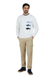 Jacquard cotton sweater with Sharks inlay