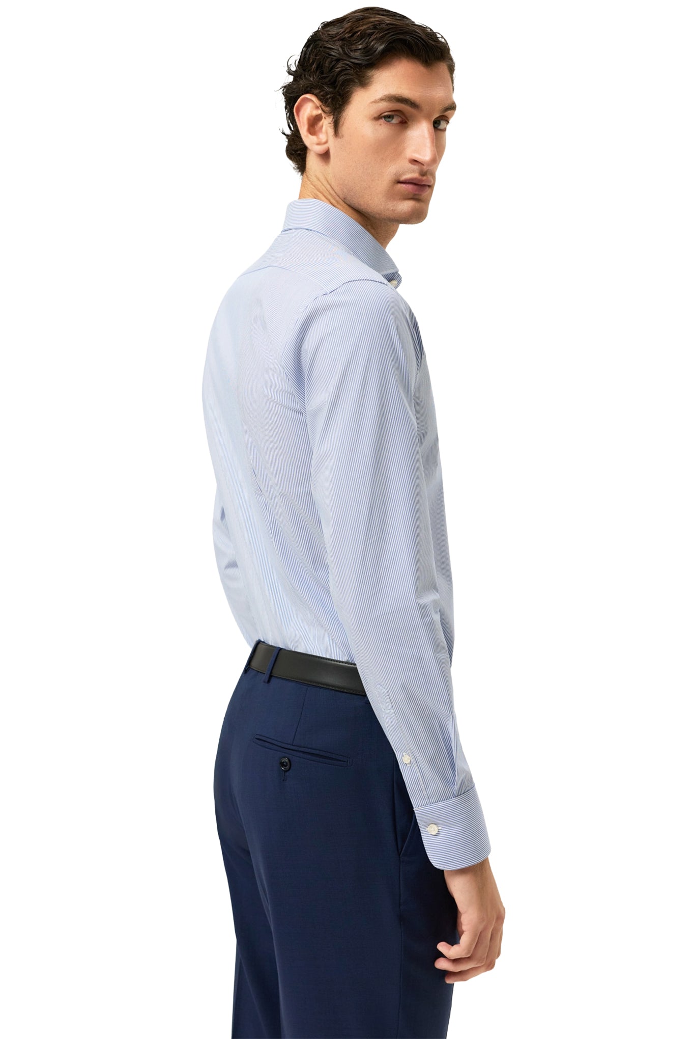Slim Fit Striped Travel Shirt With Dublin Collar