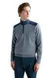 MENS WOOL HALF ZIP SWEATER WITH TYPHOON INSERT STEEL