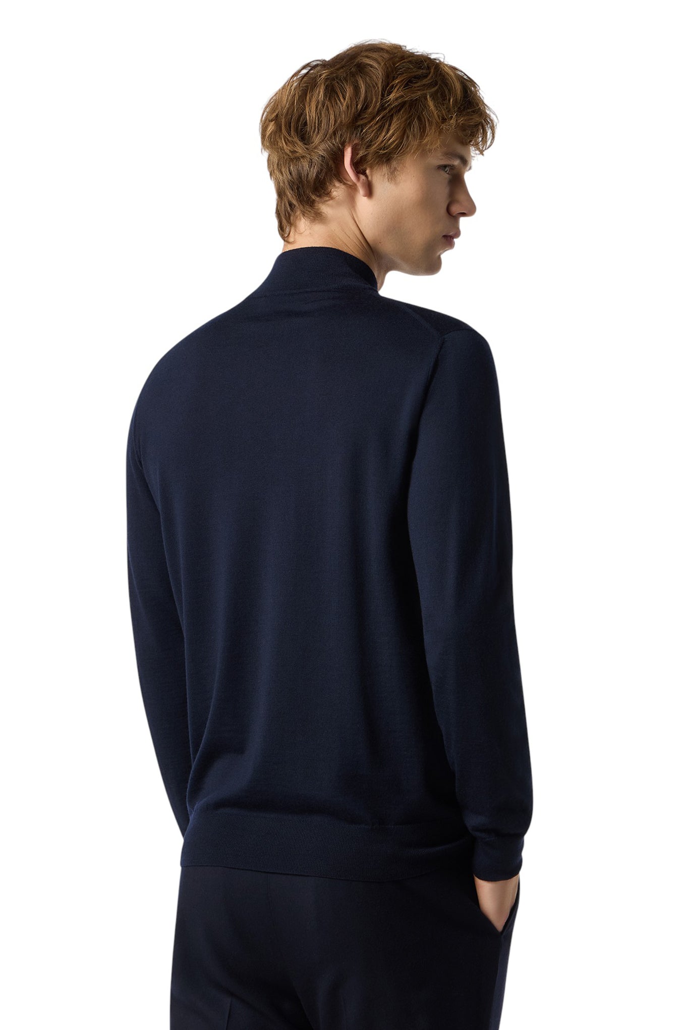 Blue ultra fine 120s wool turtleneck