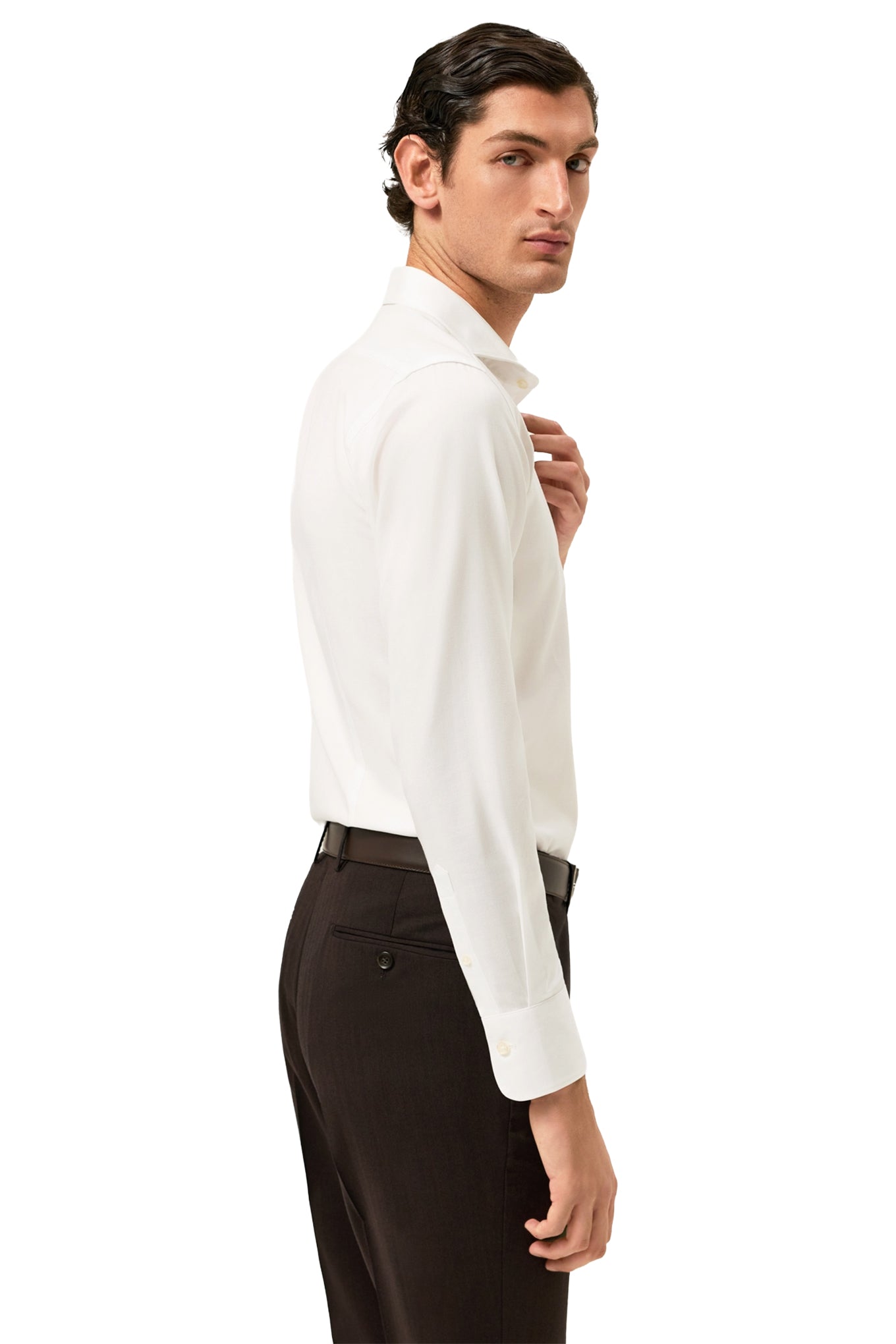 Slim Fit Herringbone Formal Shirt With Dublin Collar