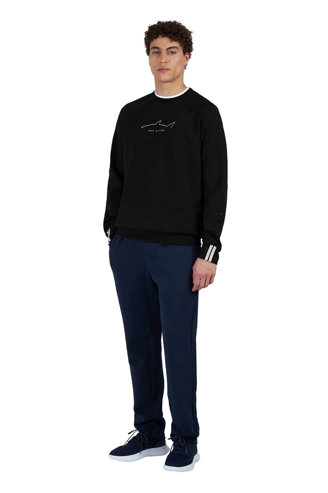 Cotton sweatshirt with Active Fleece and embroidered Shark