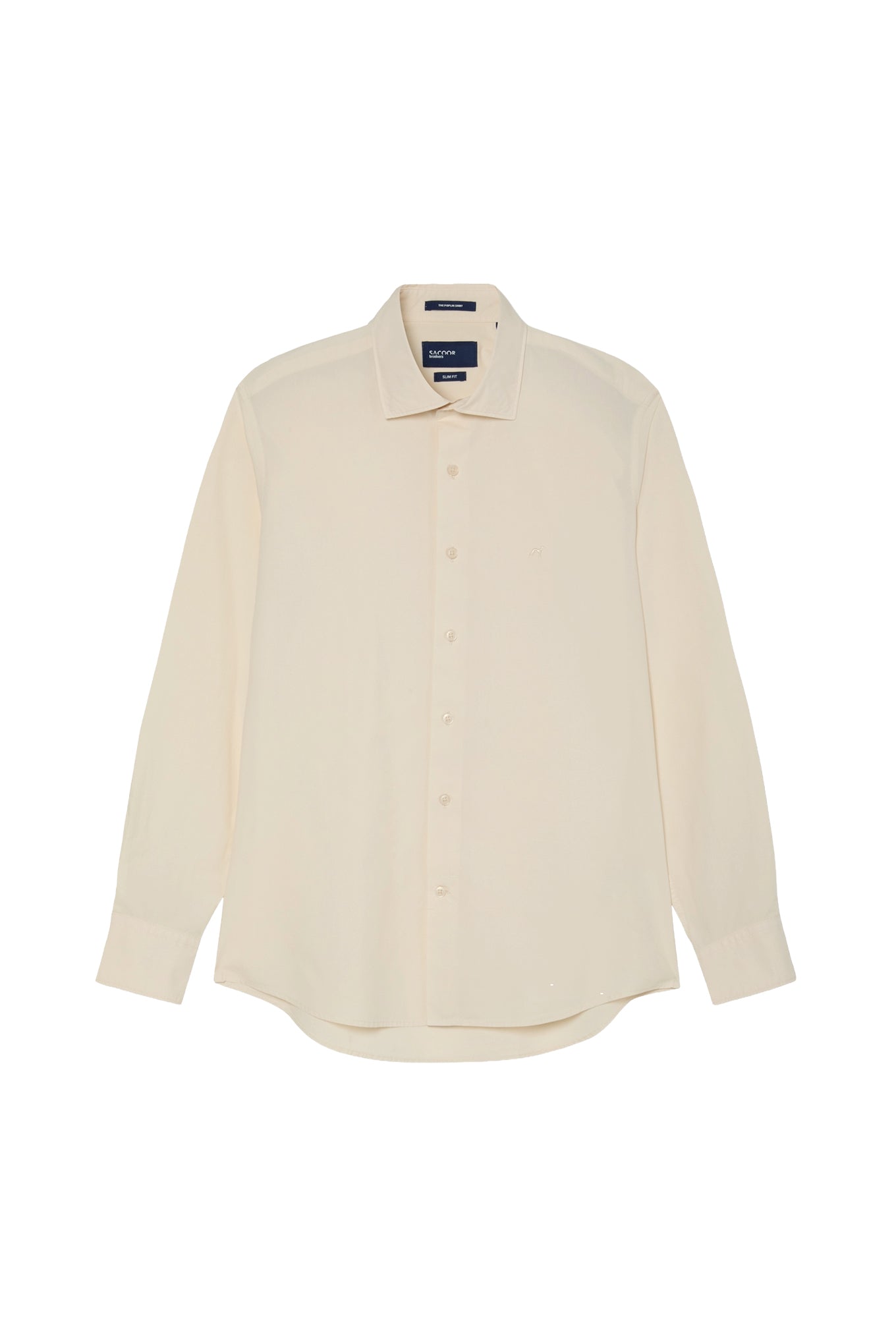 Slim Fit Overdye Poplin Shirt With Open Collar