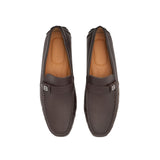 Mens Brown Pilot Driver in Ebano Grained Leather
