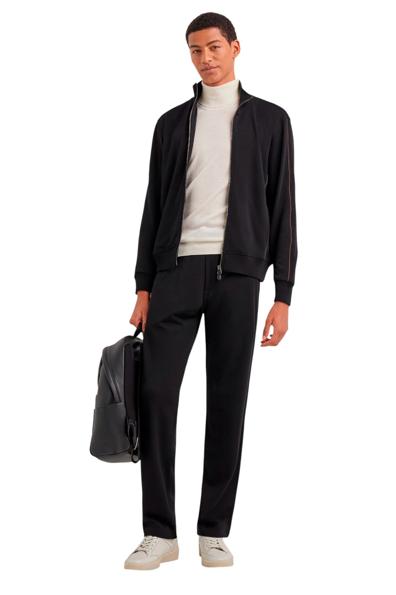 Black extrafine merino wool bootcut pants