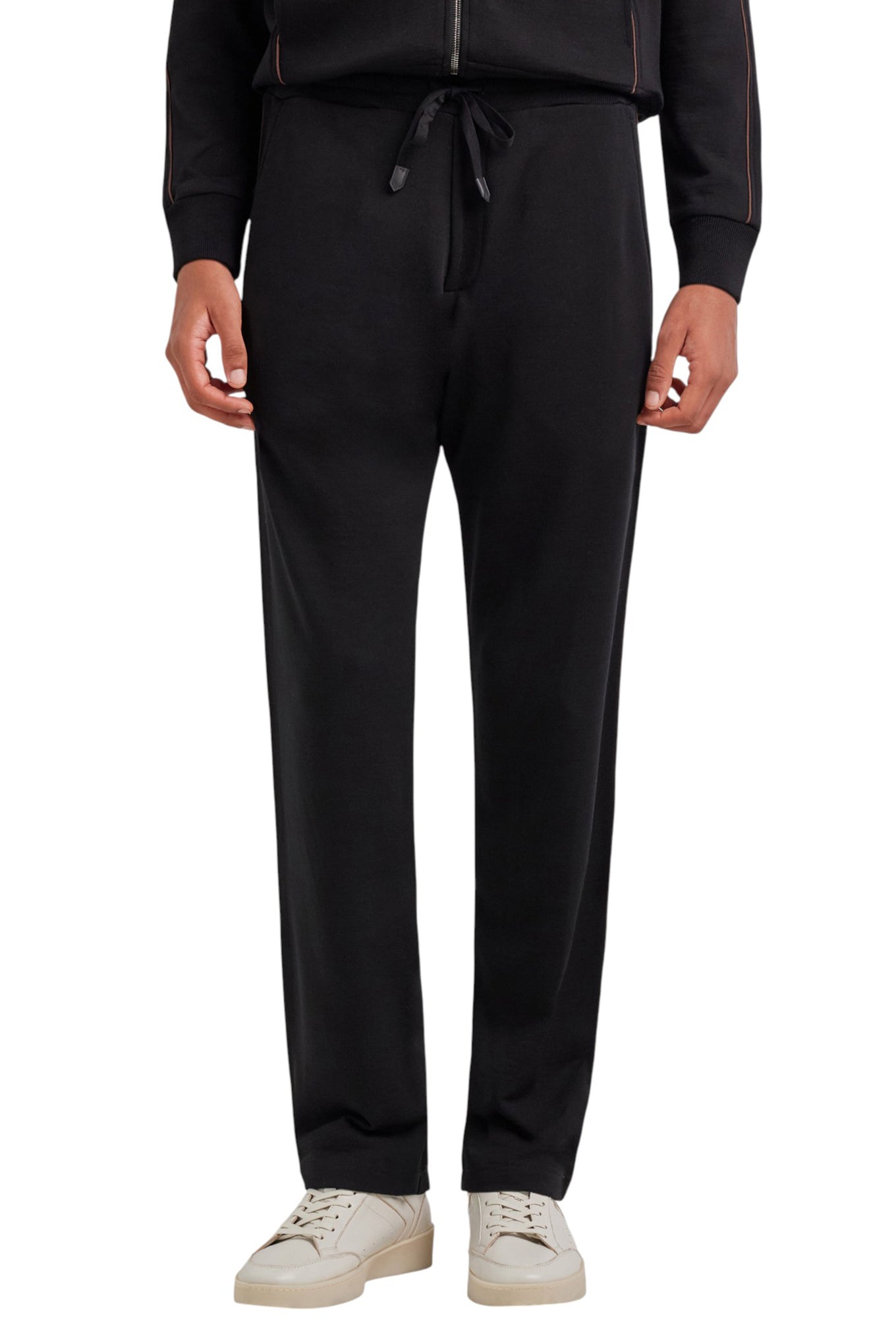 Black extrafine merino wool bootcut pants