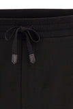 Black extrafine merino wool bootcut pants