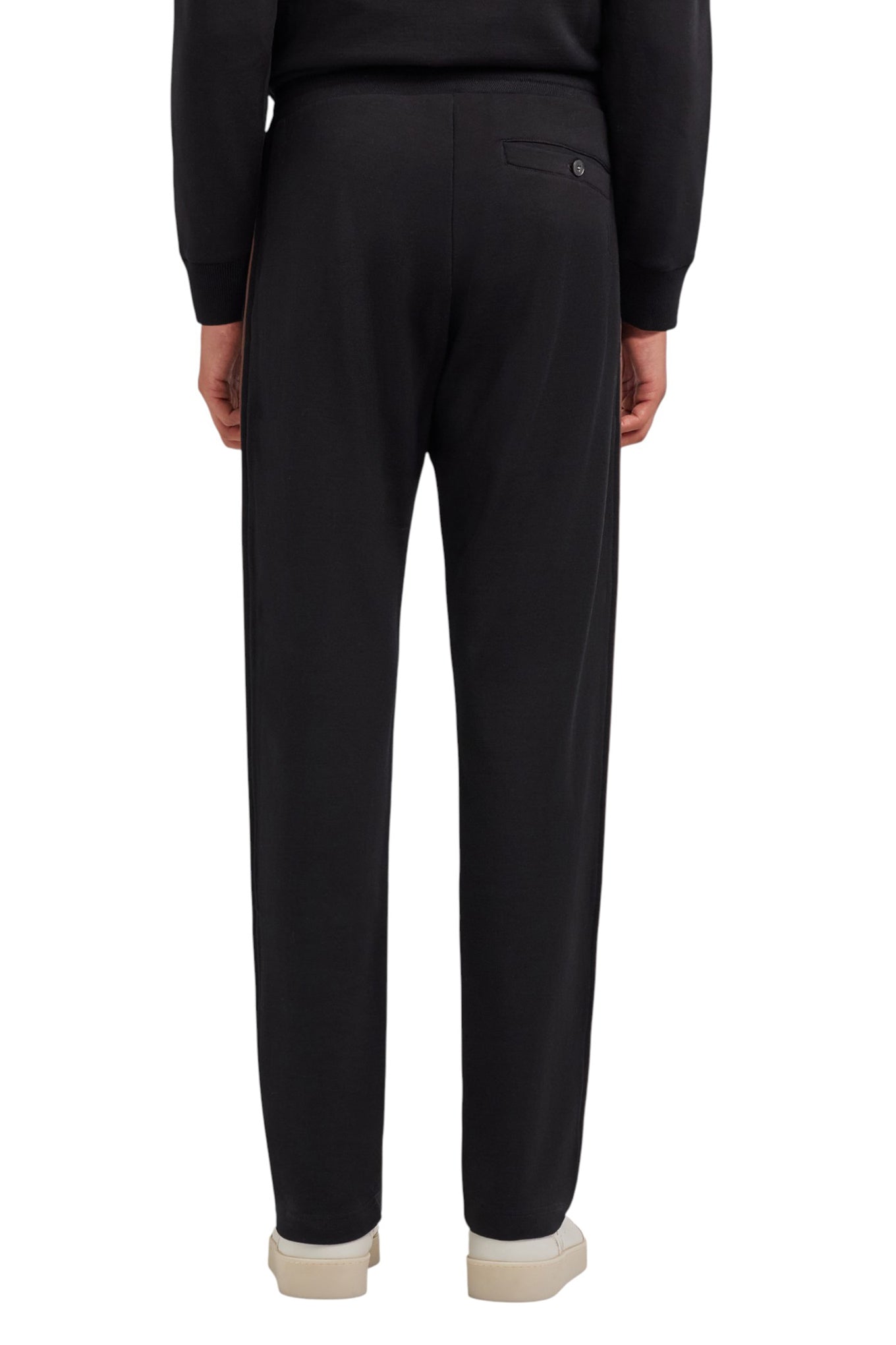 Black extrafine merino wool bootcut pants