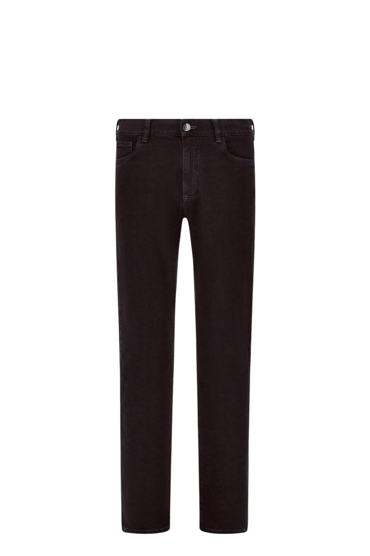 Black regular fit five-pocket cotton denim pants