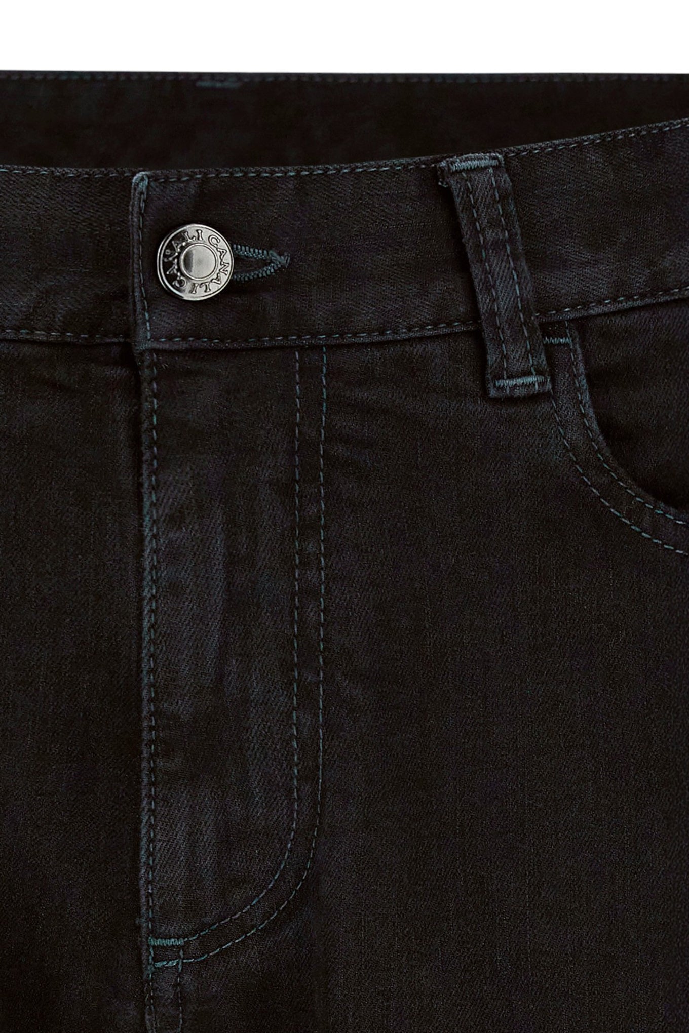 Black regular fit five-pocket cotton denim pants