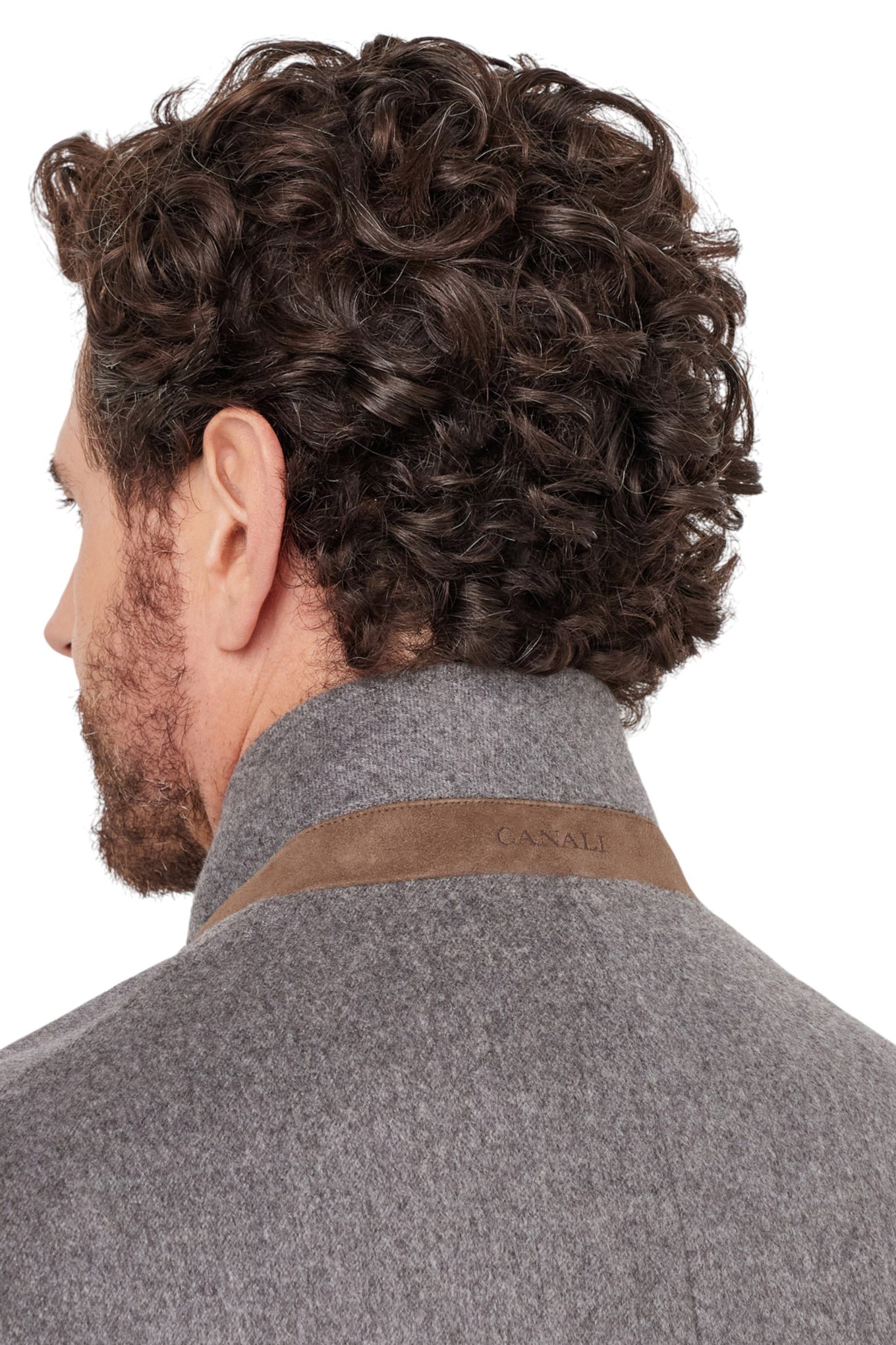 Canali Bruma gray singlebreasted cashmere jacket with suede details