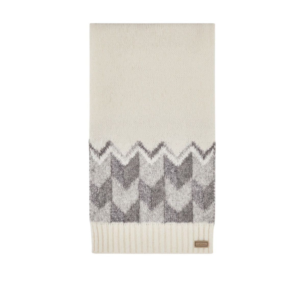 Cream scarf with gray tones in an alpaca blend