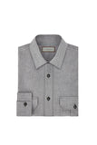 Relaxed fit light grey melange cashmere and cotton blend casual shirt