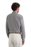 Relaxed fit light grey melange cashmere and cotton blend casual shirt