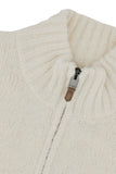 Zip up rollneck in cream alpaca blend with grey tones