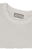 White microstructured cotton T-shirt with closed hem