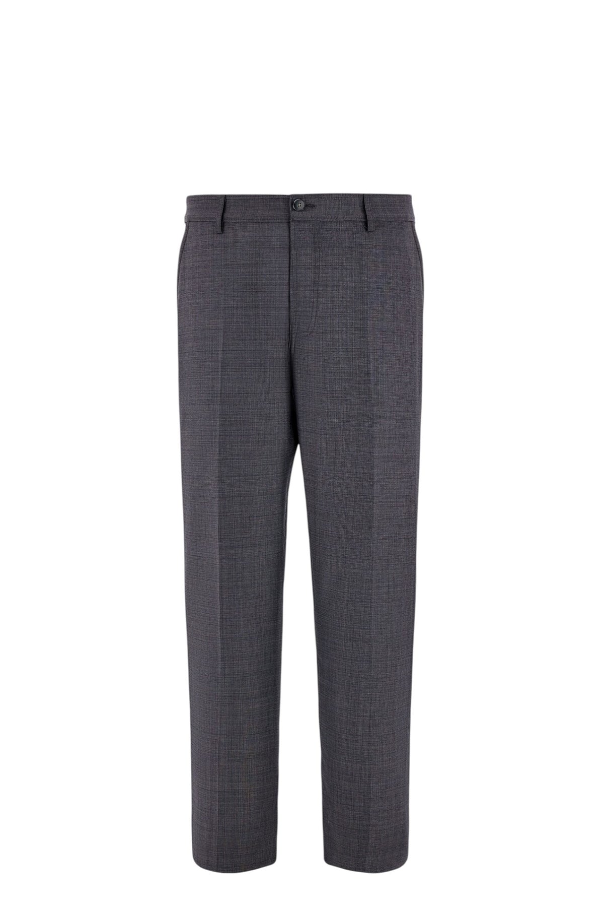 Gray tapered micro-striped wool chinos
