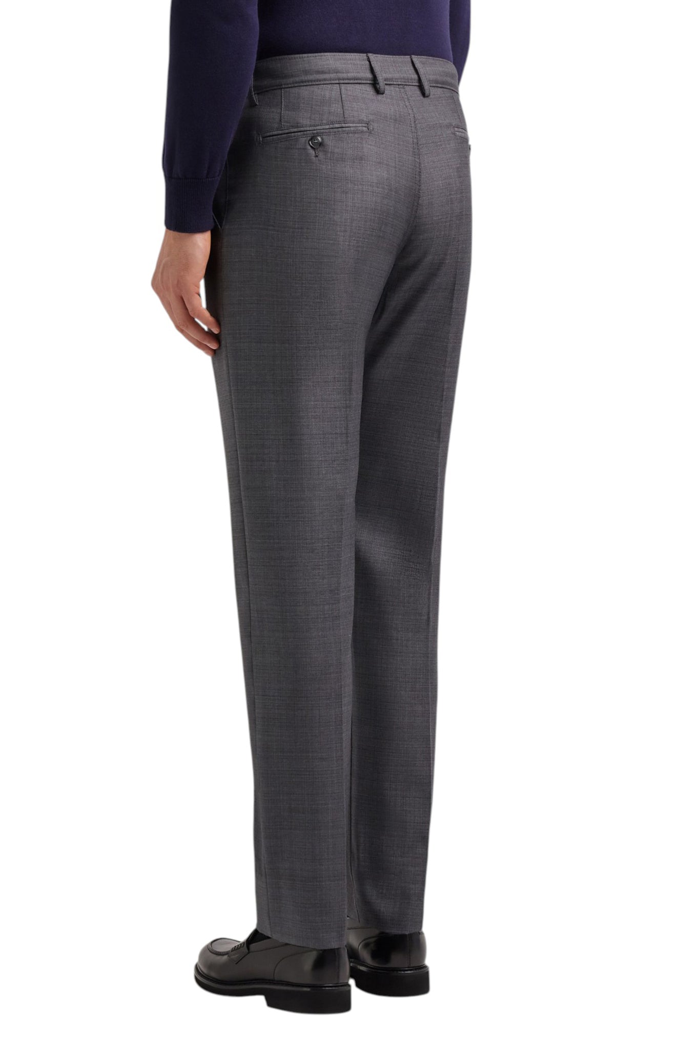 Gray tapered micro-striped wool chinos